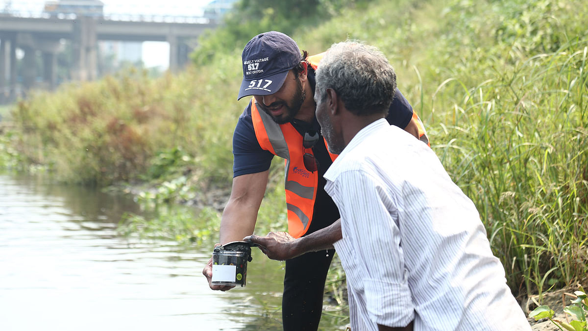 Researcher Mohammad Azaz during his field work. Photo: Collected