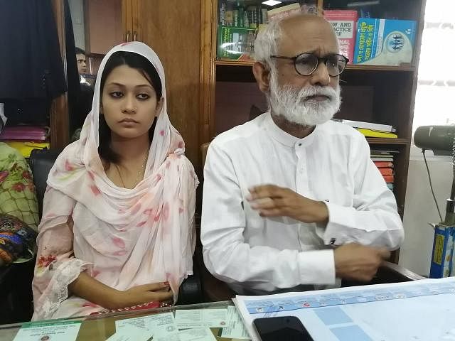 Ayesha Siddika Minni at her lawyer ZI Khan Panna`s office on 22 September, 2019. Photo: Sazid Hossain