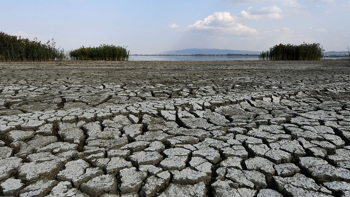 A dried-out part of Lake Koronia. Photo: Reuters