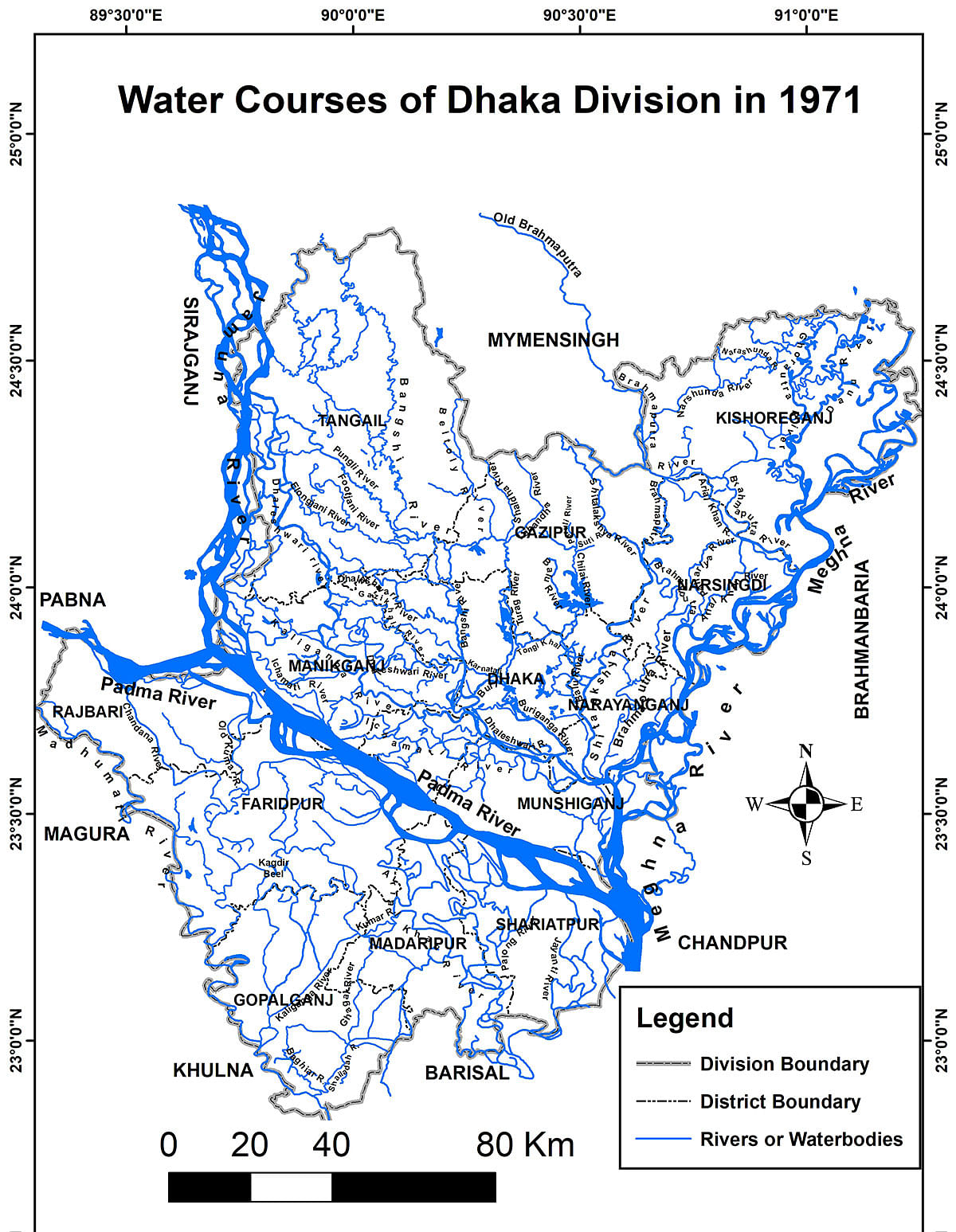 River map of Dhaka division. Illustration: Collected