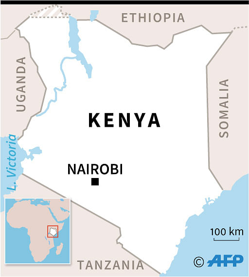 Map of Kenya locating Nairobi, where a classroom collapsed Monday. Photo: AFP