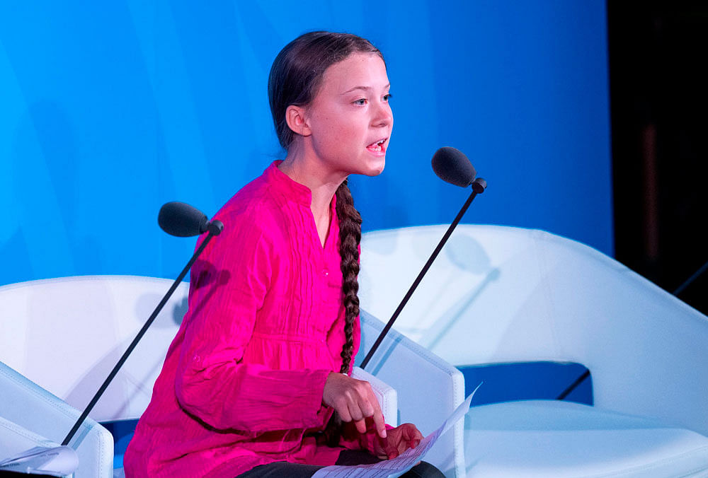 Youth Climate activist Greta Thunberg speaks during the UN Climate Action Summit on 23 September 2019 at the United Nations Headquarters in New York City. Photo: AFP