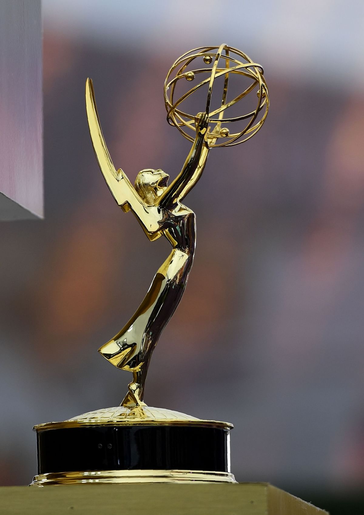 An Emmy statuette is seen on the red carpet before guests arrive for the 71st Emmy Awards at the Microsoft Theatre in Los Angeles on 22 September, 2019. Photo: AFP