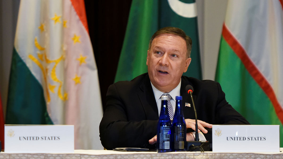 US Secretary of State Mike Pompeo speaks ahead of a meeting with the foreign ministers of the Central Asian states on the sidelines of the United Nations General Assembly in New York, US on 22 September. Photo: Reuters