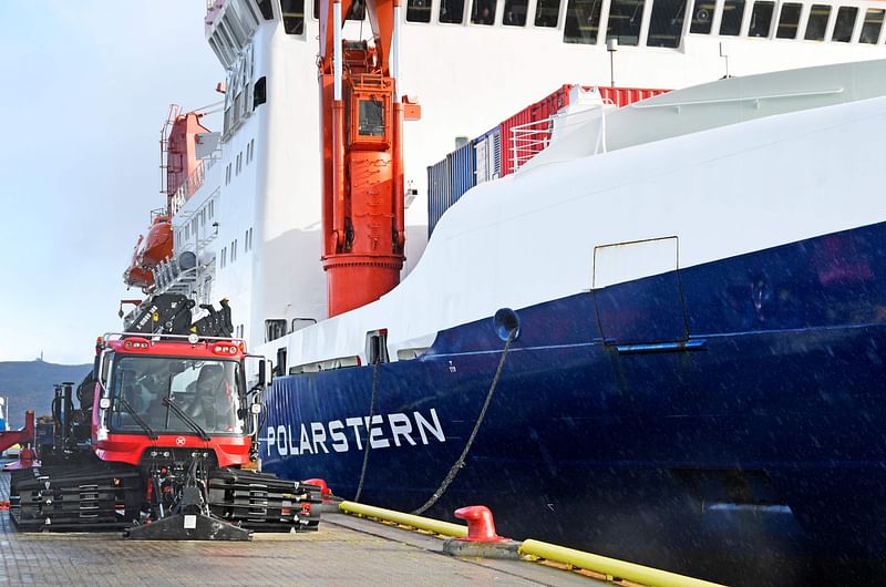 The German icebreaker and research vessel Polarstern is pictured at shore in Tromso, Norway, on 18 September 2019. Photo: AFP