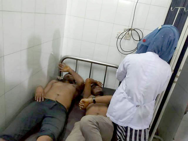 Two injured JCD men are being treated in Dhaka Medical College Hospital. Photo: Shuvra Kanti Das
