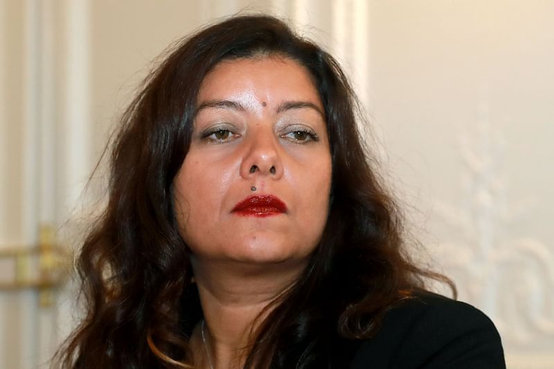 French journalist Sandra Muller gives a press conference in Paris on 25 September 2019. Photo: AFP