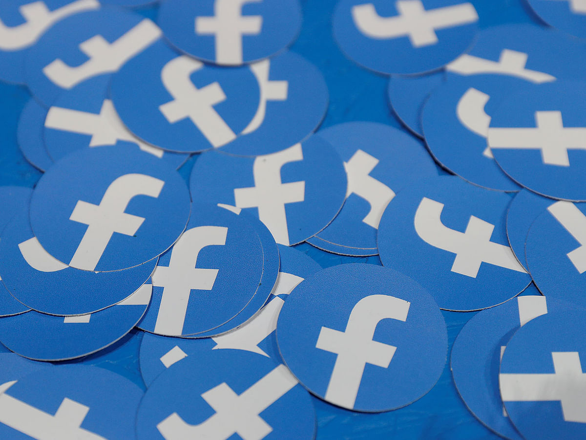 Stickers bearing the Facebook logo are pictured at Facebook Inc`s F8 developers conference in San Jose. Photo: Reuters