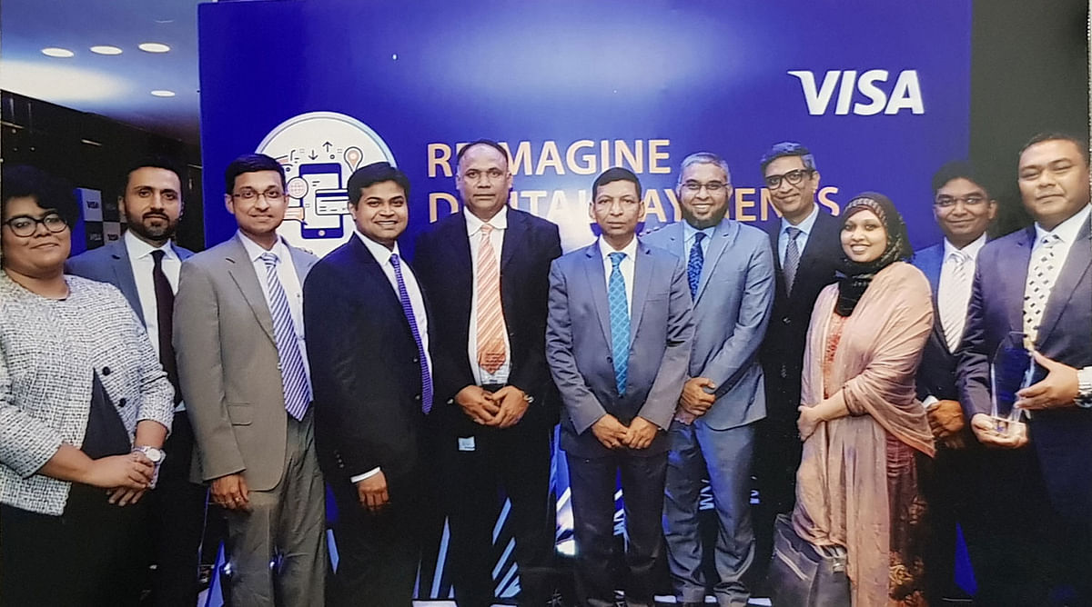 BRAC Bank receives two awards from VISA International for its  performance in credit card business between the period of July 2018 and June 2019. Photo: Collected