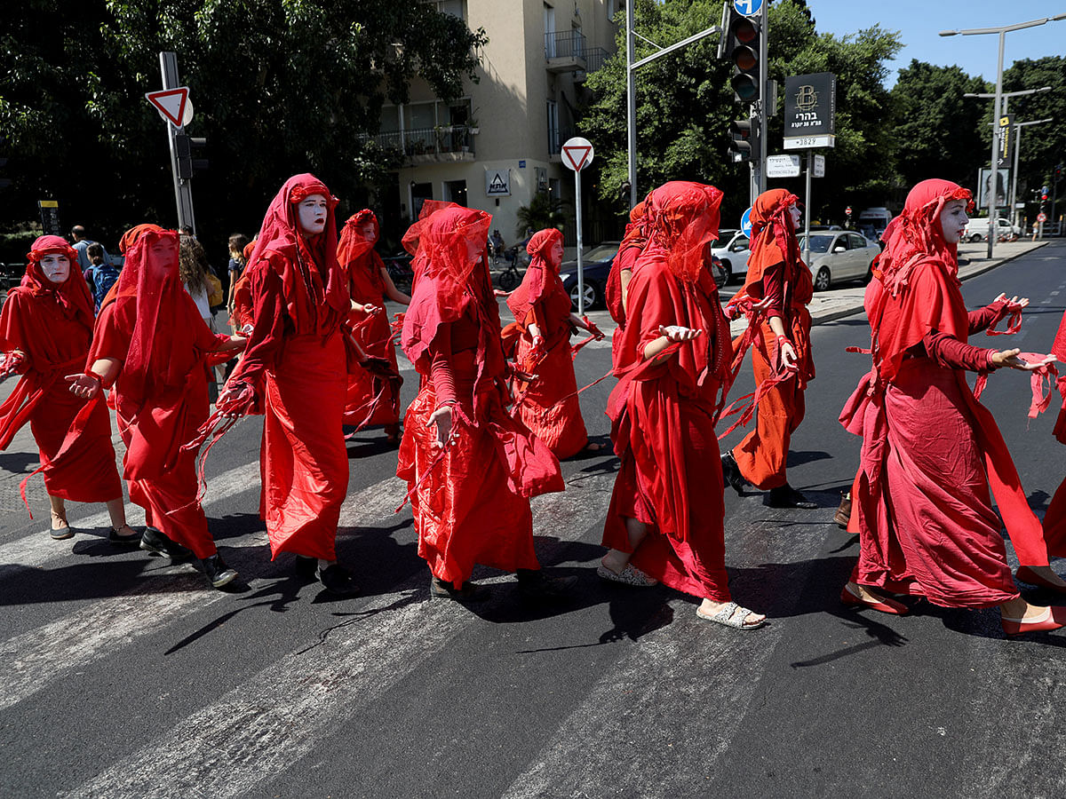 People take part in a protest against climate change during an event in Tel Aviv, Israel on 27 September 2019. Photo: Reuters