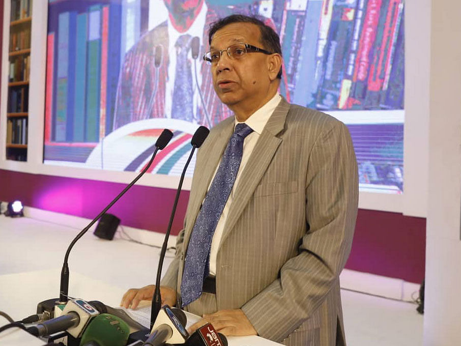 Law minister Anisul Huq speaks at a stipend giving function arranged by Dutch-Bangla Bank at Bangabandhu International Conference Centre (BICC) on Saturday. Photo: Prothom Alo