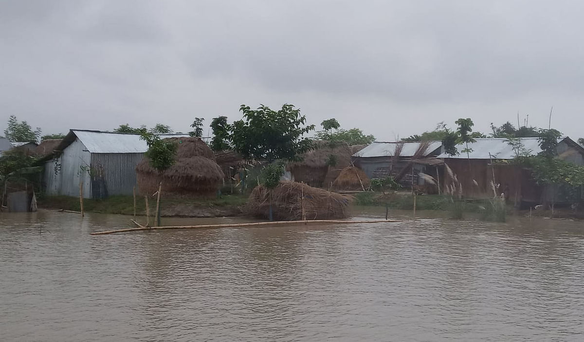 Padma, Mahananda water level rises, photo taken in Chapainawabganj. Photo: UNB