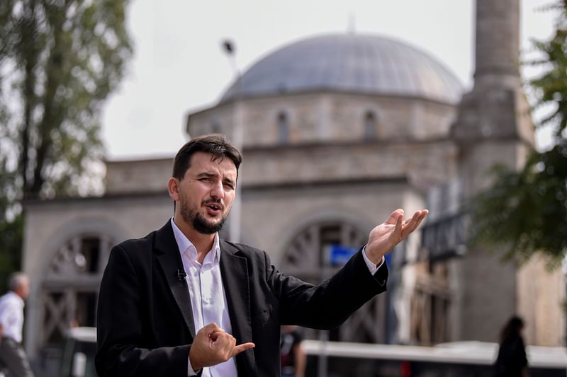 Kosovo imam Drilon Gashi speaks during an interview with AFP in Pristina on 9 September 2019.