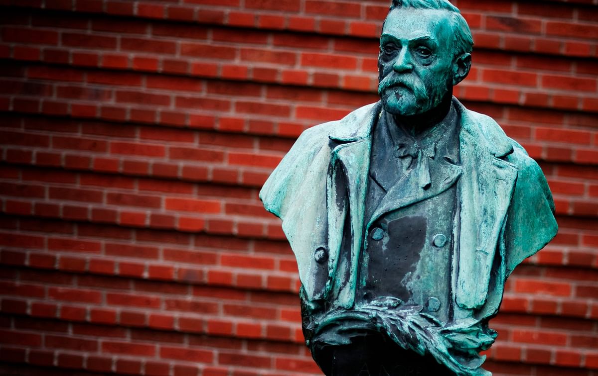 In this file photo taken on 03 October 2011 the statue of Alfred Nobel is pictured at the Karolinska Institute in Stockholm. Photo: AFP