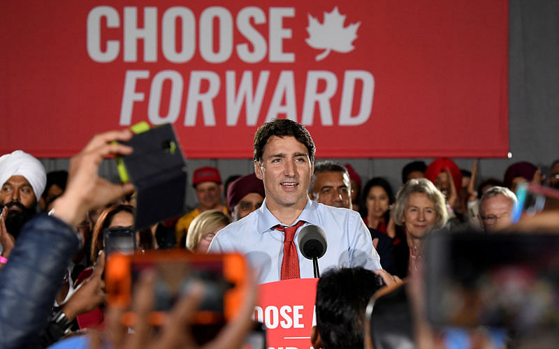 Canada’s Prime Minister Justin Trudeau makes an election campaign stop in Surrey. Photo: Reuters