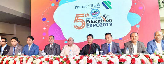 The launching ceremony of a two-day international education fair in Dhaka on Friday. Photo: BSS