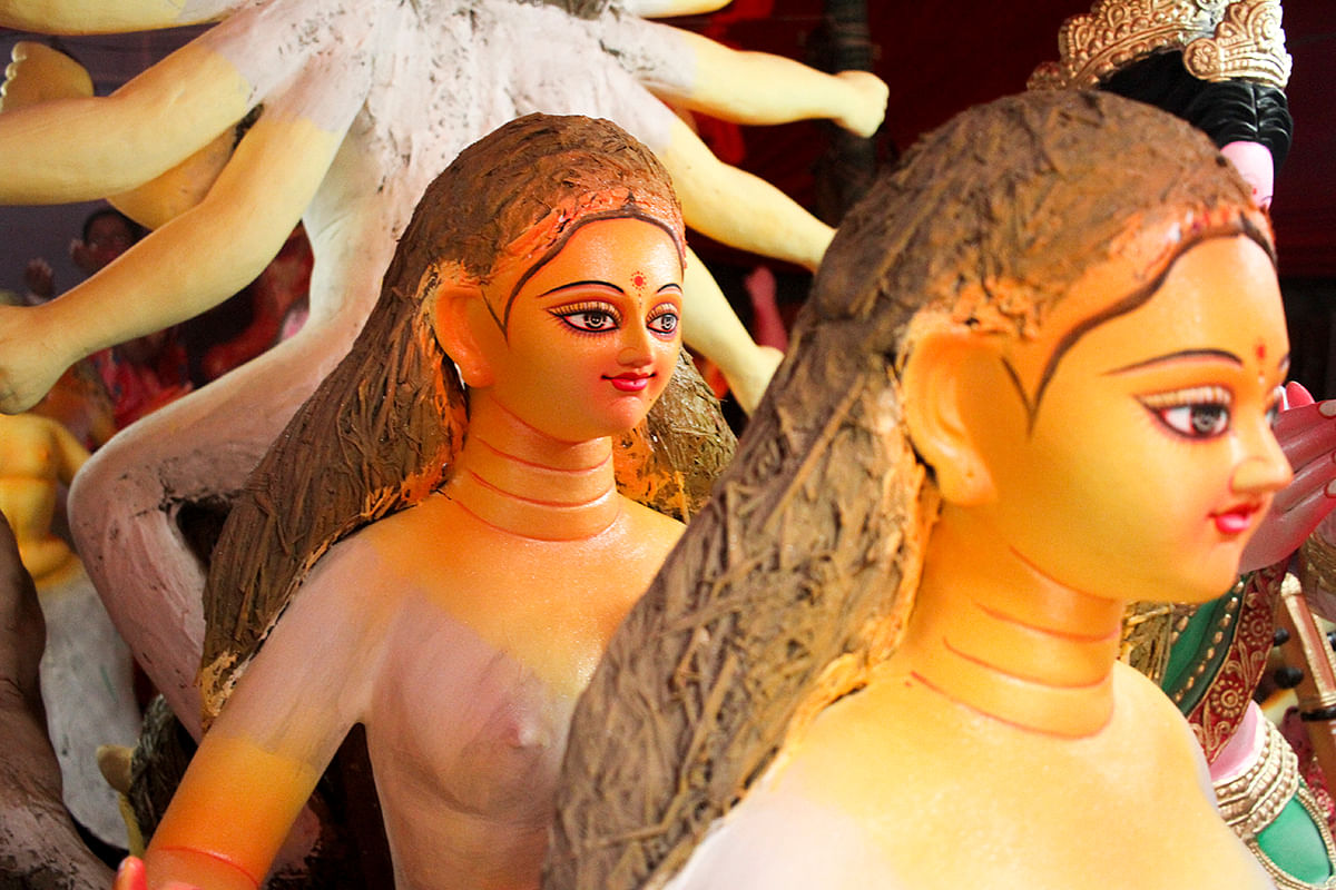 Idols are seen during the Hindu festival of Durga Utsav in Bangladesh recently. Photo: UNB