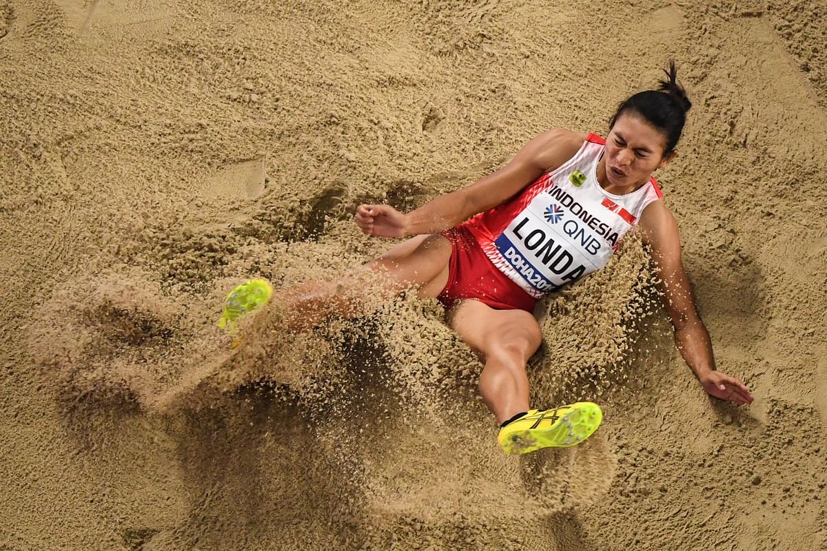 Indonesia`s Maria Natalia Londa competes in the Women`s Long Jump heats at the 2019 IAAF Athletics World Championships at the Khalifa International stadium in Doha on 5 October 2019. Photo: AFP