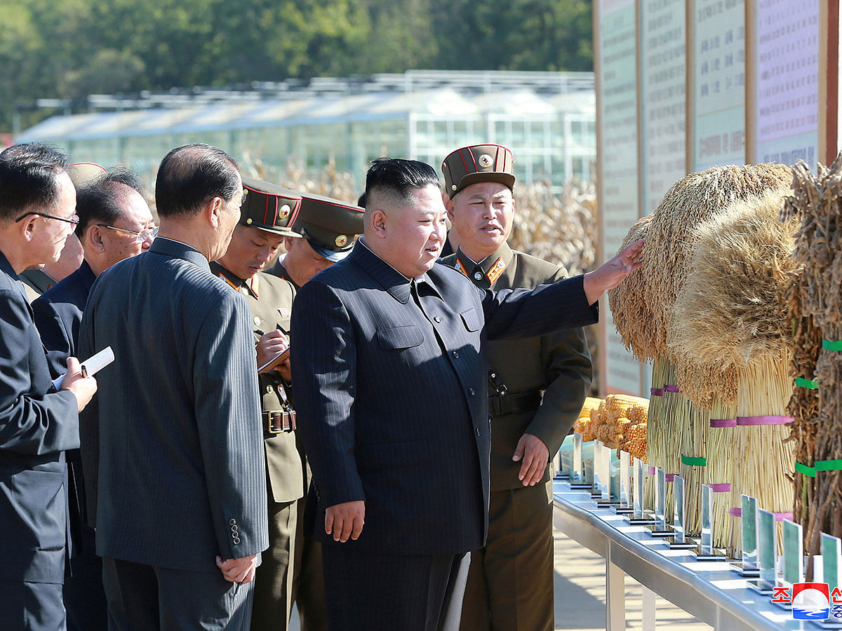 North Korean leader Kim Jong Un visits Farm No. 1116 of KPA Unit 810, in this undated picture released by North Korea`s Central News Agency (KCNA) on 8 October 2019. Photo: Reuters
