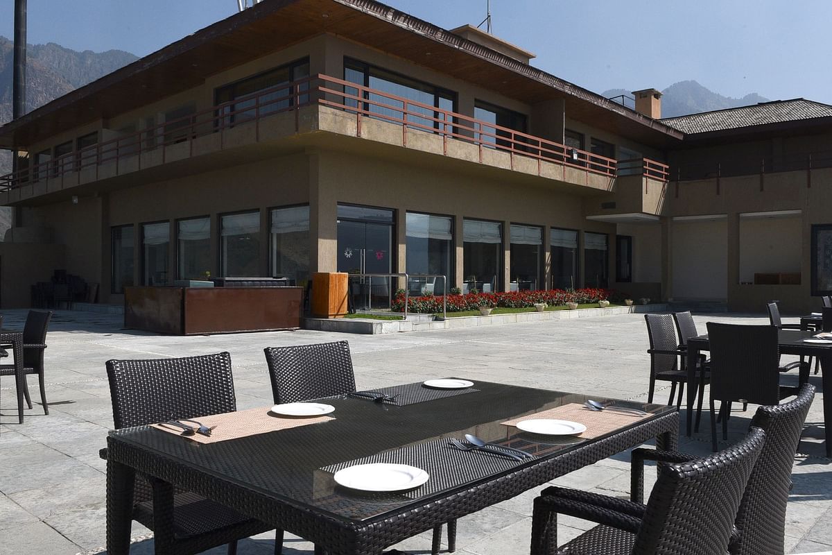 The empty terrace of a hotel is seen in Srinagar on 10 October 2019. Photo: AFP