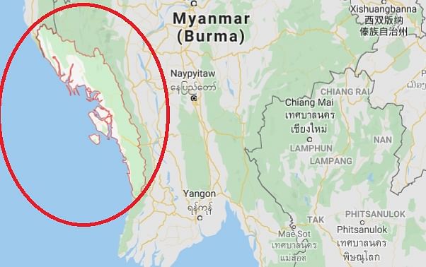 Map of Rakhine State of Myanmar. Photo: Screen-grab from Google map