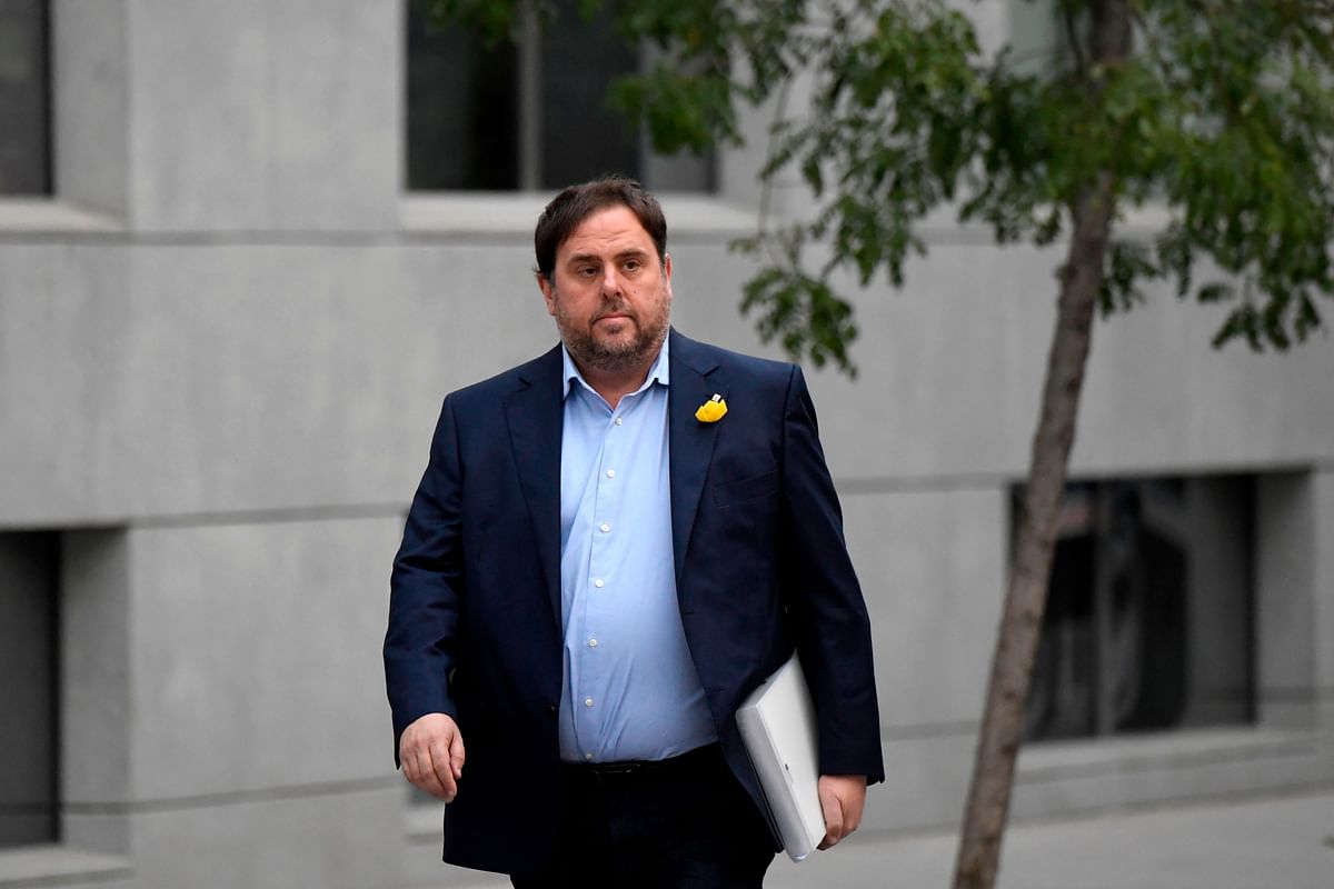 In this file photo taken on 2 November 2017 Catalan deposed regional vice president Oriol Junqueras arrives at the National Court in Madrid on 2 November 2017 to be questioned over his efforts to spearhead Catalonia`s independence drive. Photo: AFP