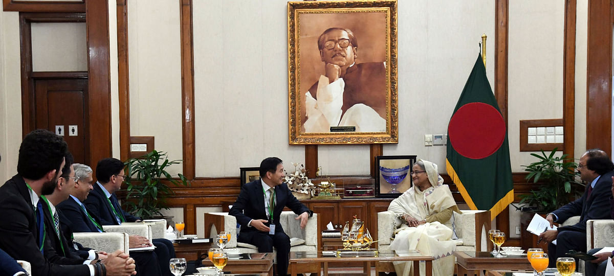 Prime minister Sheikh Hasina with the delegation of Asian Development Bank (ADB) her at her official residence Ganobhaban. Photo: PID