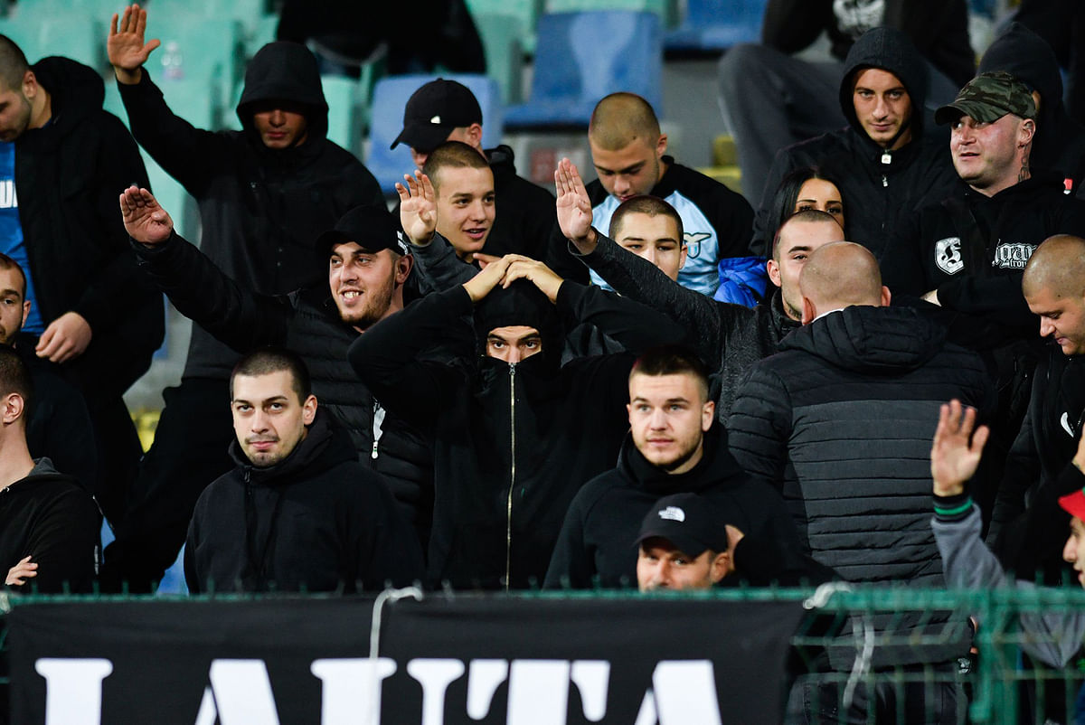 Bulgarian fans react during the Euro 2020 Group A football qualification match between Bulgaria and England at the Vasil Levski National Stadium in Sofia on 14 October 2019. Photo: AFP
