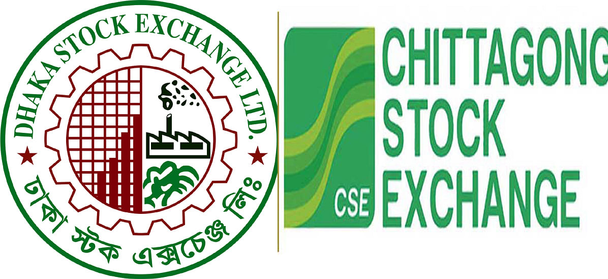 Combination of logos of DSE (L) and CSE. Photo: Prothom Alo
