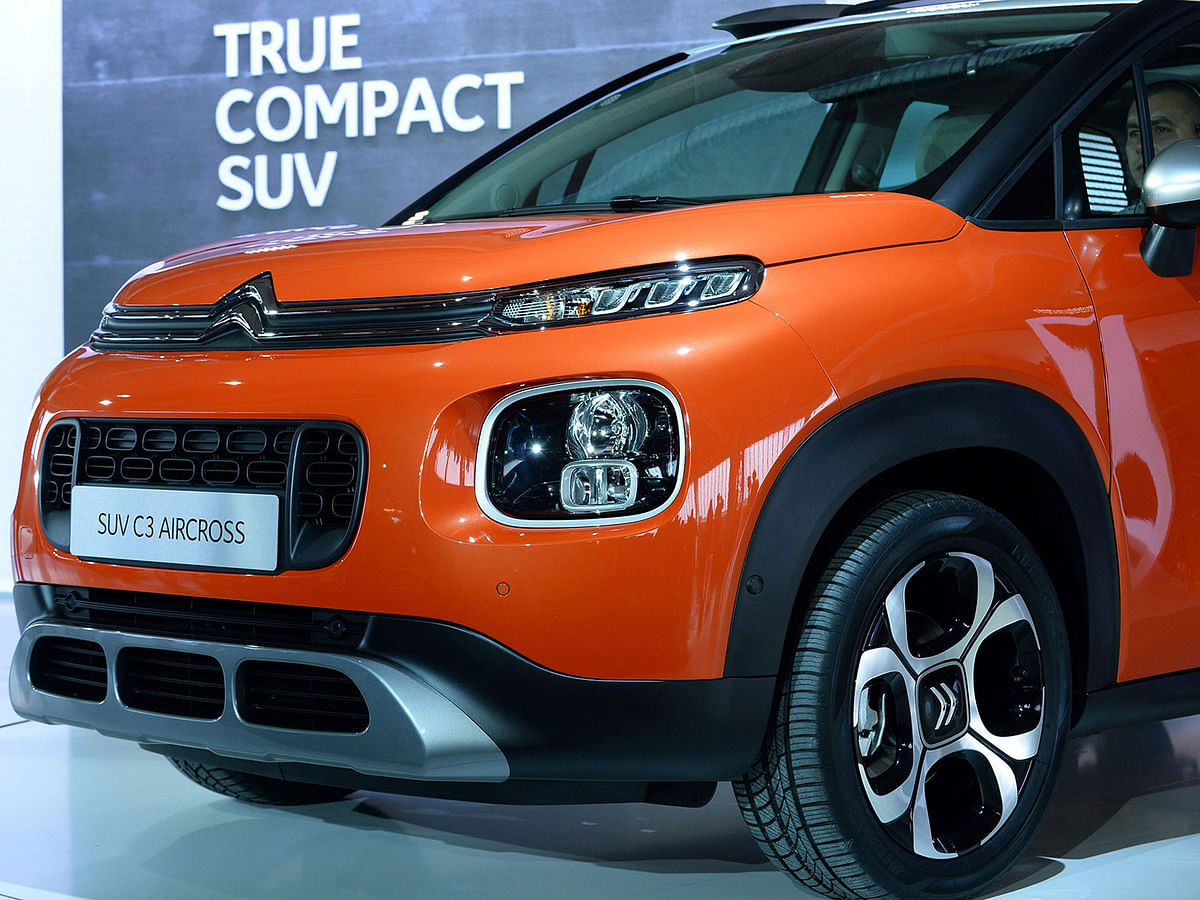 In this file photo taken on 12 June 2017 the Compact SUV Citroen C3 Aircross is presented during its world premiere in Paris. A fashionable but polluting: The SUV cars boom in cities but threaten to shatter the attempts by the automobile sector to reduce its CO2 emissions, warned on 16 October 2019 the International Energy Agency (IEA). For the environmental NGOs, SUV cars have become a new foil. Last September, 15,000 to 25,000 protesters disrupted the Frankfurt auto show to demand better public transport funds and denounce SUV cars. Photo: AFP