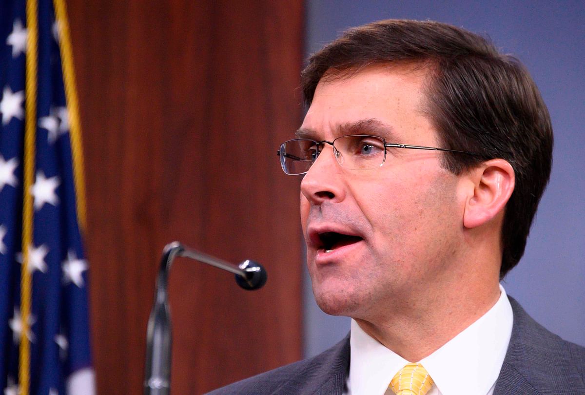 US Defense Secretary Mark Esper speaks during a press briefing at the Pentagon in Washington, DC on 28 August 2019. AFP File photo