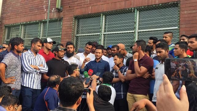 Bangladesh Test and T20 captain Shakib Al Hasan placed the demands of the cricketers at the press conference. Photo: UNB