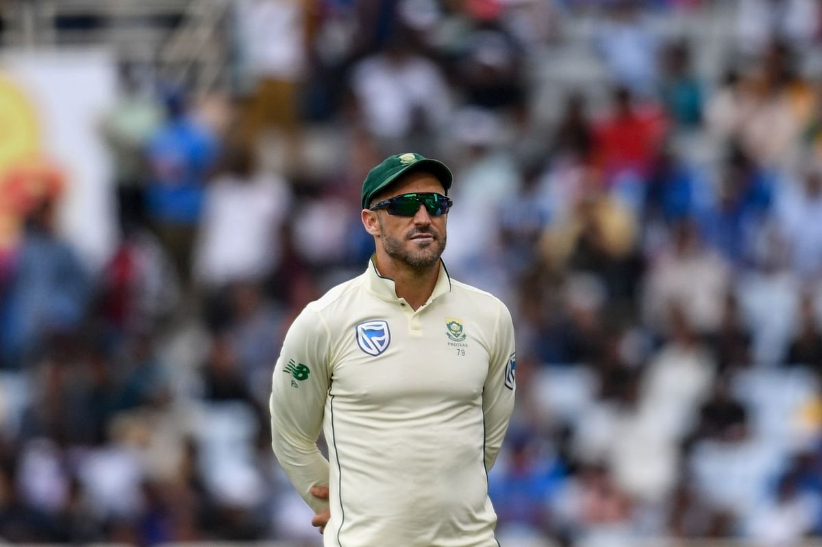 South Africa`s captain Faf du Plessis looks on during the second day of the third and final Test match between India and South Africa at the Jharkhand State Cricket Association (JSCA) stadium in Ranchi on 20 October 2019. Photo: AFP