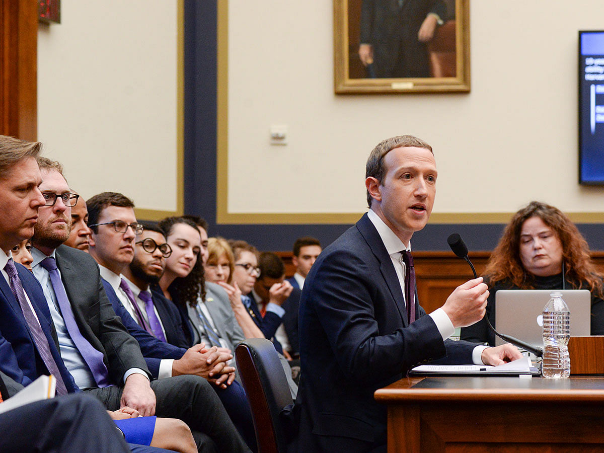 Facebook chairman and CEO Mark Zuckerberg testifies at a House Financial Services Committee hearing in Washington, US on 23 October. Photo: Reuters