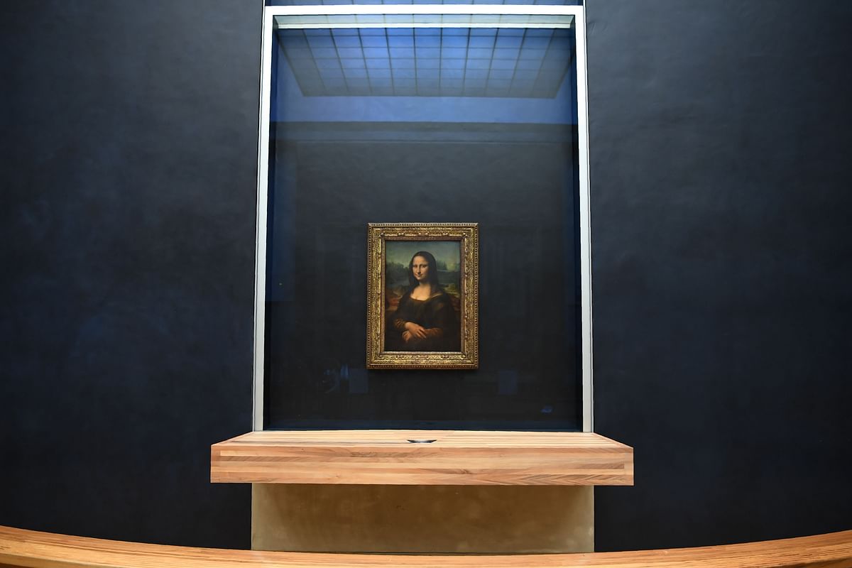 This file photograph taken on 7 October 2019, shows The Mona Lisa (La Gioconda) after it was returned to its place at the Louvre Museum in Paris. Photo: AFP