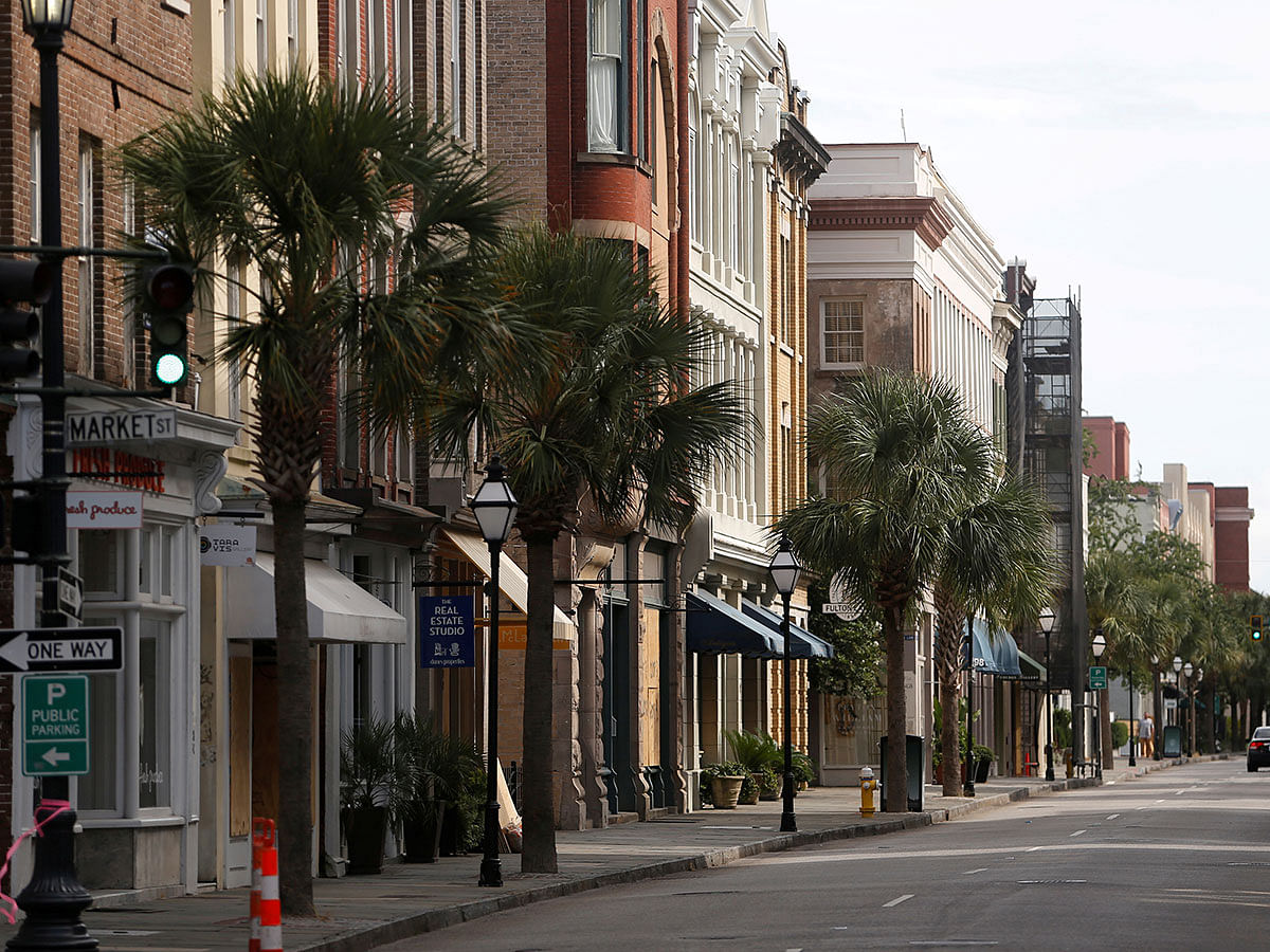 The business district along King Street is empty of pedestrian and vehicular traffic ahead of the arrival of Hurricane Dorian in Charleston, South Carolina, US, on 3 September 2019. Photo: Reuters