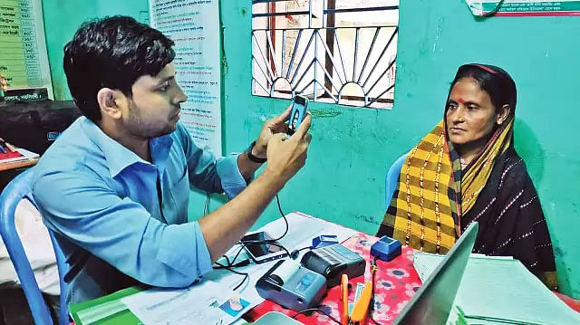 Ranu Rani Modod of Belabo, Narsingdi opened her bank account in five minutes. A recent picture taken during the pilot project of e-KYC was launched at Patuli union. Photo: NRBC
