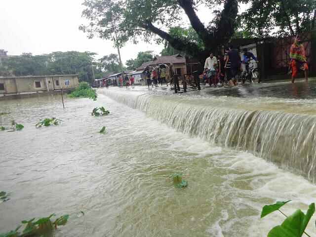 Flood water intrudes into Sunamganj town. Prothom Alo file photo