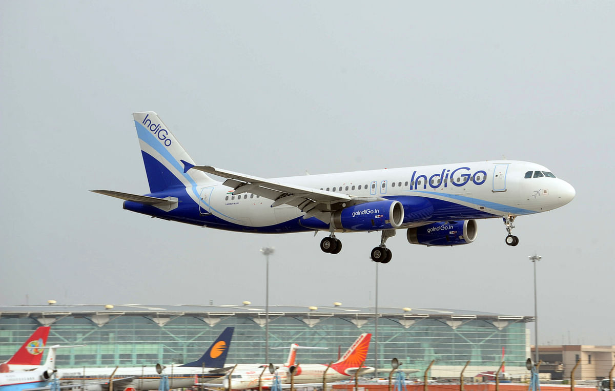 In this file photograph taken on 24 June 2010, an IndiGo Airbus A320 aircraft prepares for final approach at Indira Gandhi International Airport in New Delhi. Airbus announced on 29 October 2019, that India`s IndiGo have ordered 300 A320neo aircraft. Photo: AFP