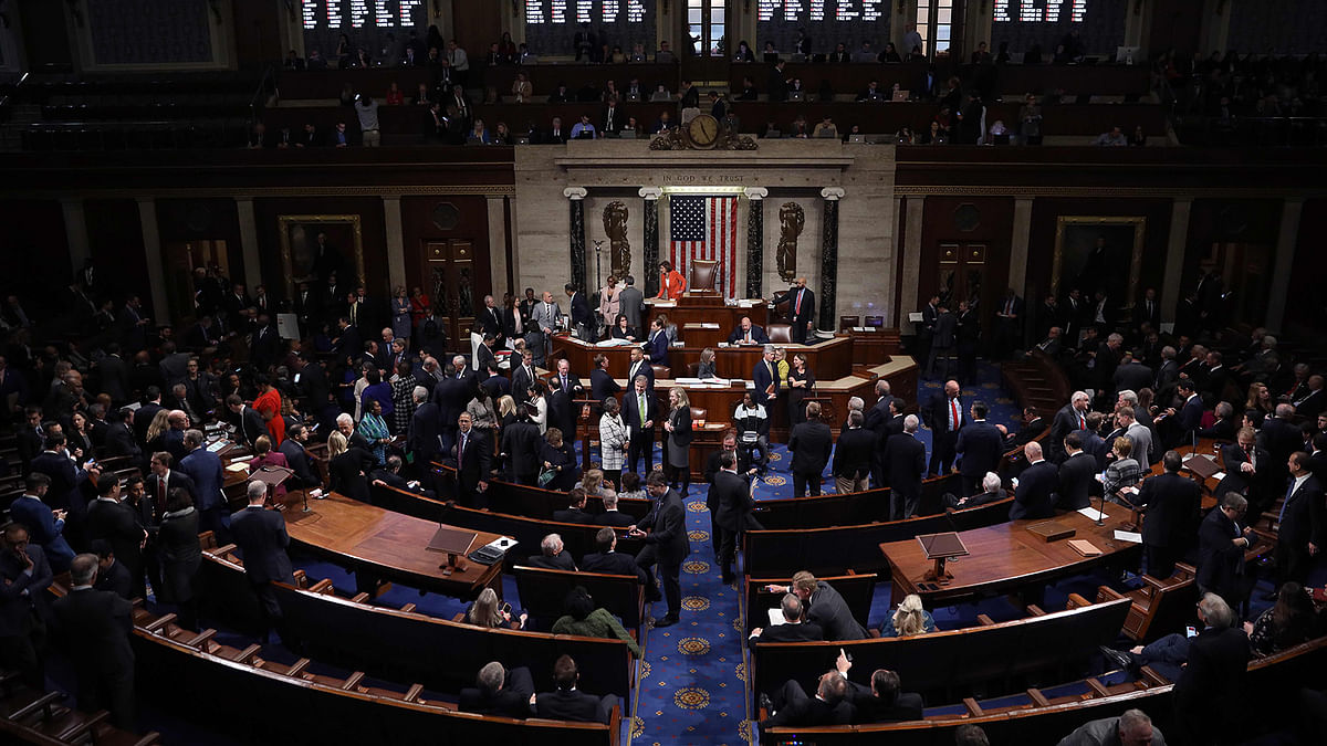 The US House of Representatives votes on a resolution formalizing the impeachment inquiry centered on US President Donald Trump 31 October 2019 in Washington, DC. Photo: AFP