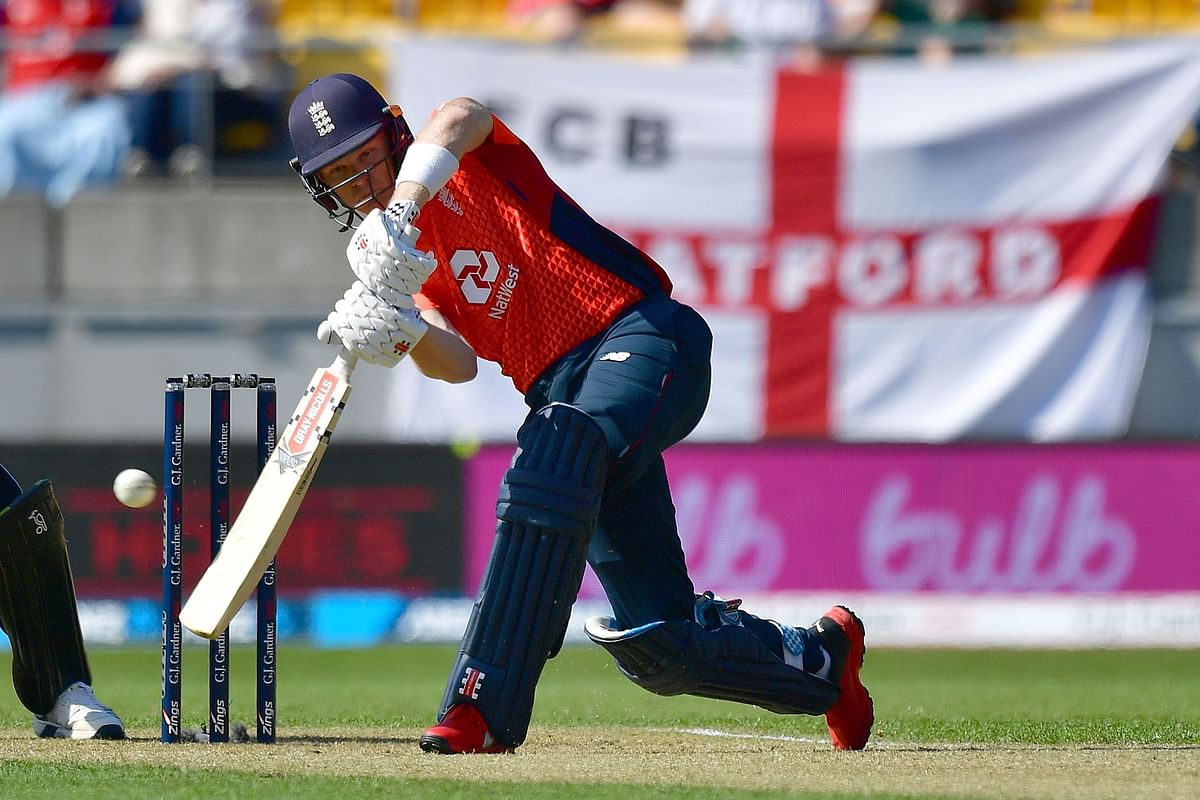 England`s Sam Billings plays a shot during the Twenty20 cricket match between New Zealand and England at Westpac Stadium in Wellington on 3 November 2019. Photo: AFP