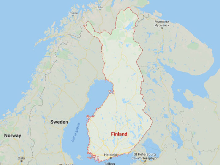Map of Finland. Google map screen-grab