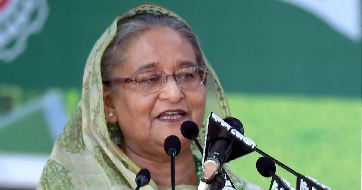 Prime minsiter Sheikh Hasina delivers speech at the 10th national council of Bangladesh Krishak League at Suhrawardy Udyan in Dhaka on 6 Novemebr. Photo: UNB/PID