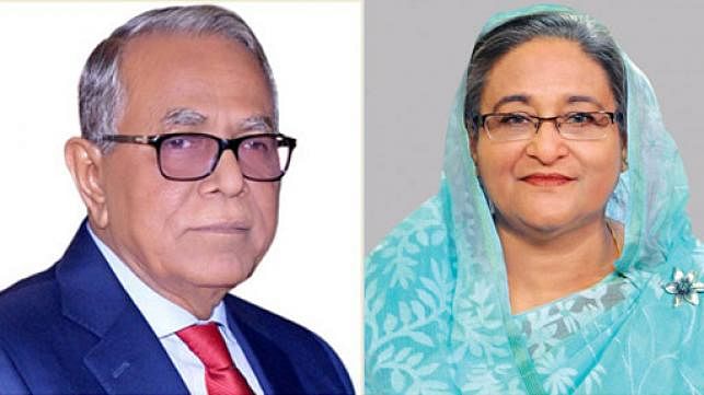 President M Abdul Hamid and prime minister Sheikh Hasina. BSS File Photo