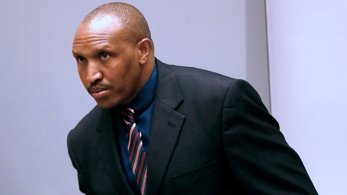 former Congolese warlord Bosco Ntaganda arrives at the courtroom of the International Criminal Court (ICC) during the closing statements of his trial in The Hague, the Netherlands. AFP file photo