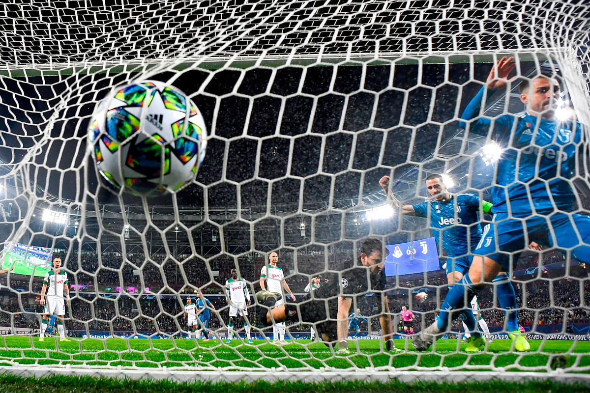 Juventus` Welsh midfielder Aaron Ramsey scores during the UEFA Champions League group D football match between FC Lokomotiv Moscow and Juventus at Moscow`s RZD Arena stadium on 6 November 2019. Photo: AFP