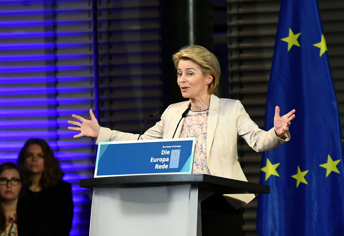 EU Commission president-elect Ursula Von der Leyen holds a speech on the present situation in Europe, in Berlin, Germany on 8 November 2019. Photo: Reuters