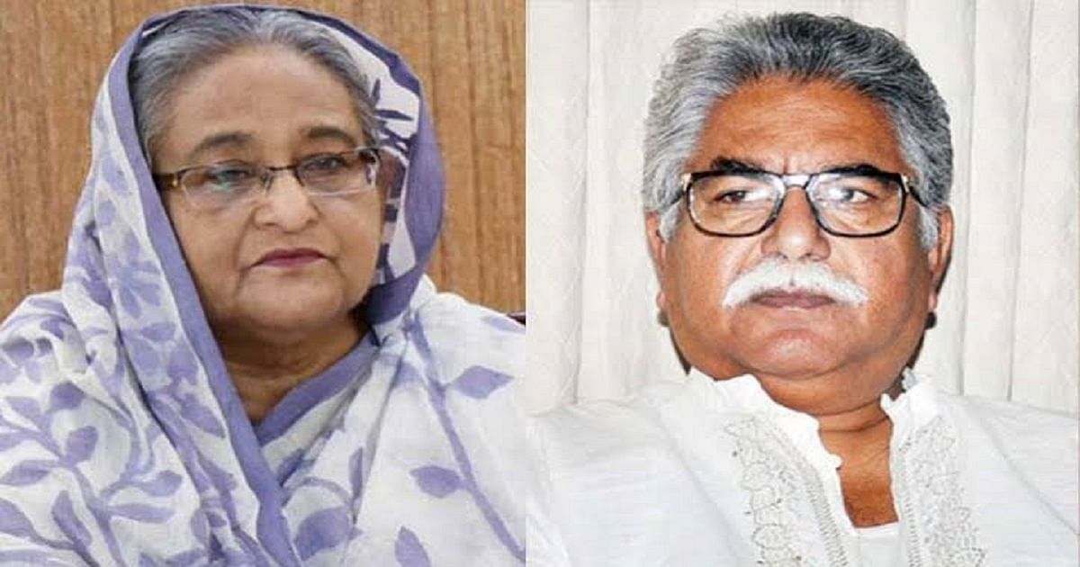Prime minister Sheikh Hasina (L) and deceased parliament member Moin Uddin Khan Badal. Photo: UNB