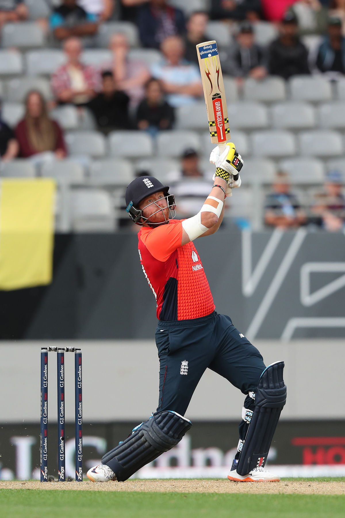 England`s Jonny Bairstow bats during the 5th Twenty20 cricket match between New Zealand and England at Eden Park in Auckland on 10 November, 2019. Photo: AFP