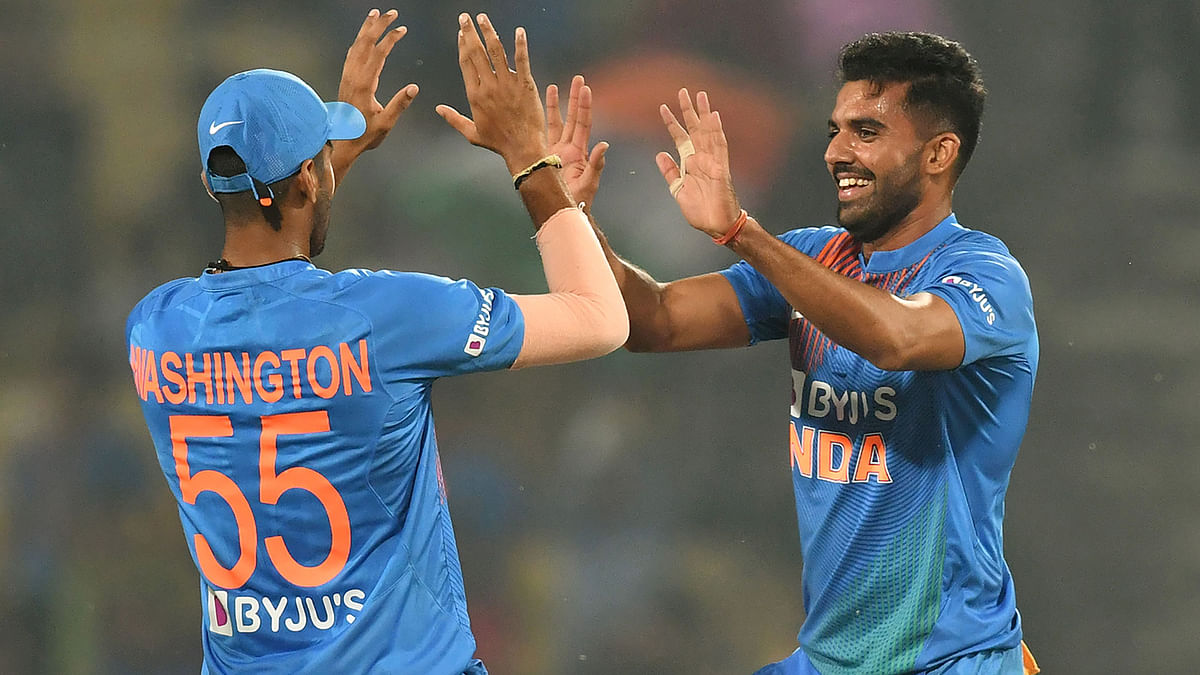 Deepak Chahar bagged six wickets for seven runs, recording the best figure for a bowler in a T20 international. AFP